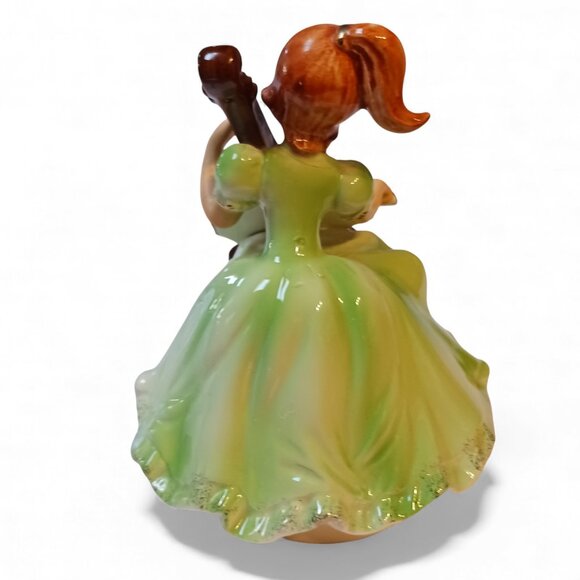 Vintage 1970s Porcelain Music Box Figurine Girl with Double Bass | Made in Japan - Picture 4 of 11